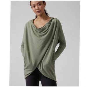 Athleta Purana Wrap Sweatshirt Green Size Large Hooded